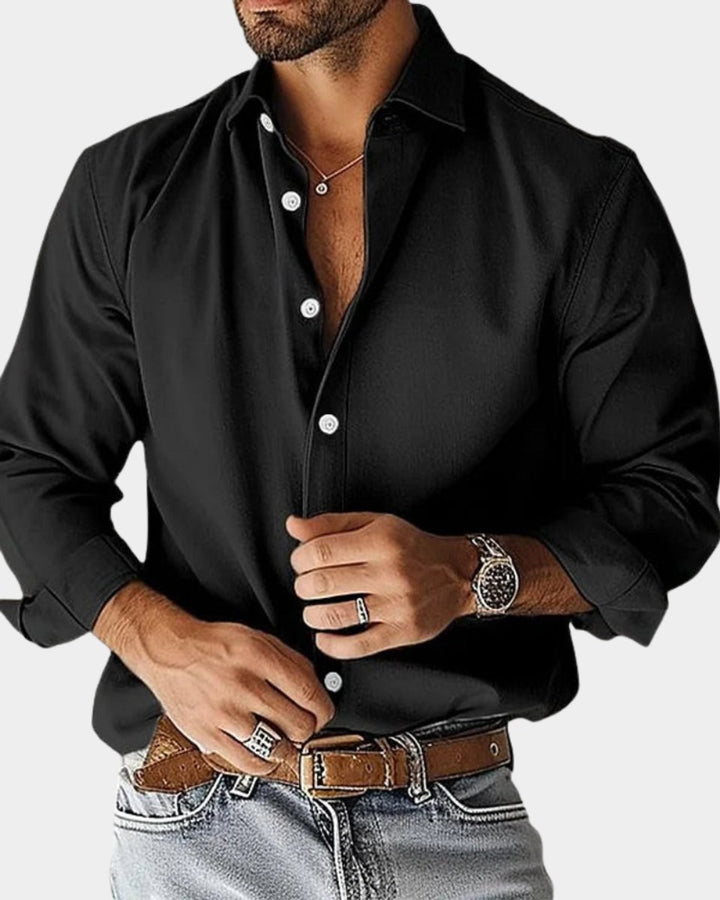 Heren Slim-Fit Overhemd met Lange Mouwen Strijkvrij - Zwart