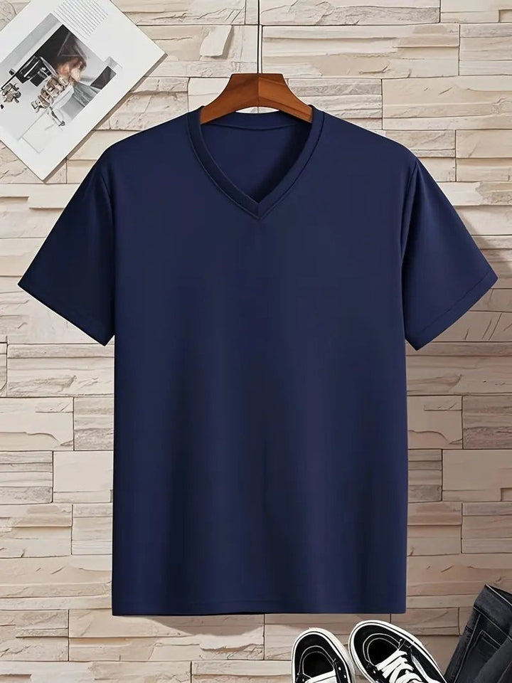 Heren Slim-Fit V-hals Kortmouw T-shirt