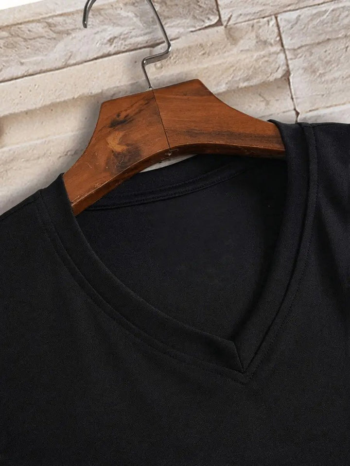 Heren Slim-Fit V-hals Kortmouw T-shirt
