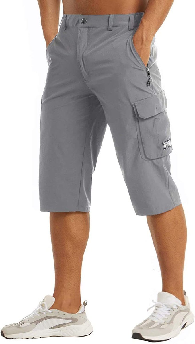 Heren Sneldrogende Tactische Cargobroek Shorts - Grijs