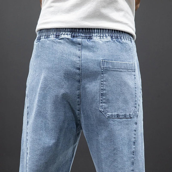Heren Stretch Denim Elastische Taille Jogger Broek