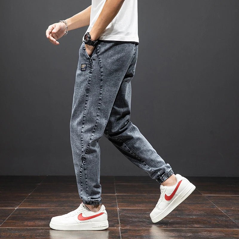 Heren Stretch Denim Elastische Taille Jogger Broek