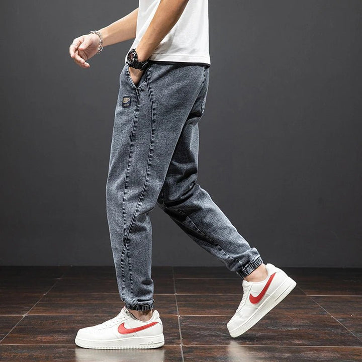 Heren Stretch Denim Elastische Taille Jogger Broek