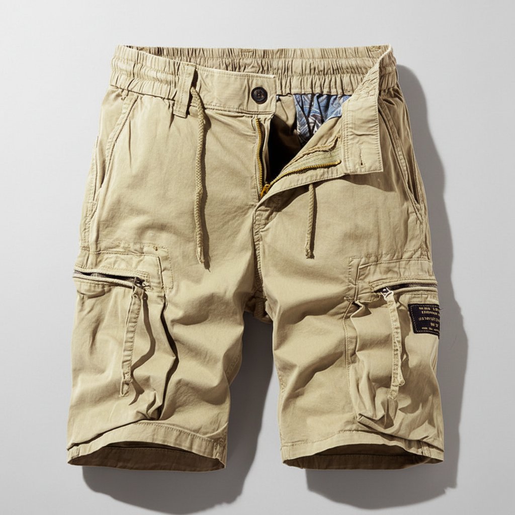 Heren Tactical Cargo Short met Elastische Taille - Khaki