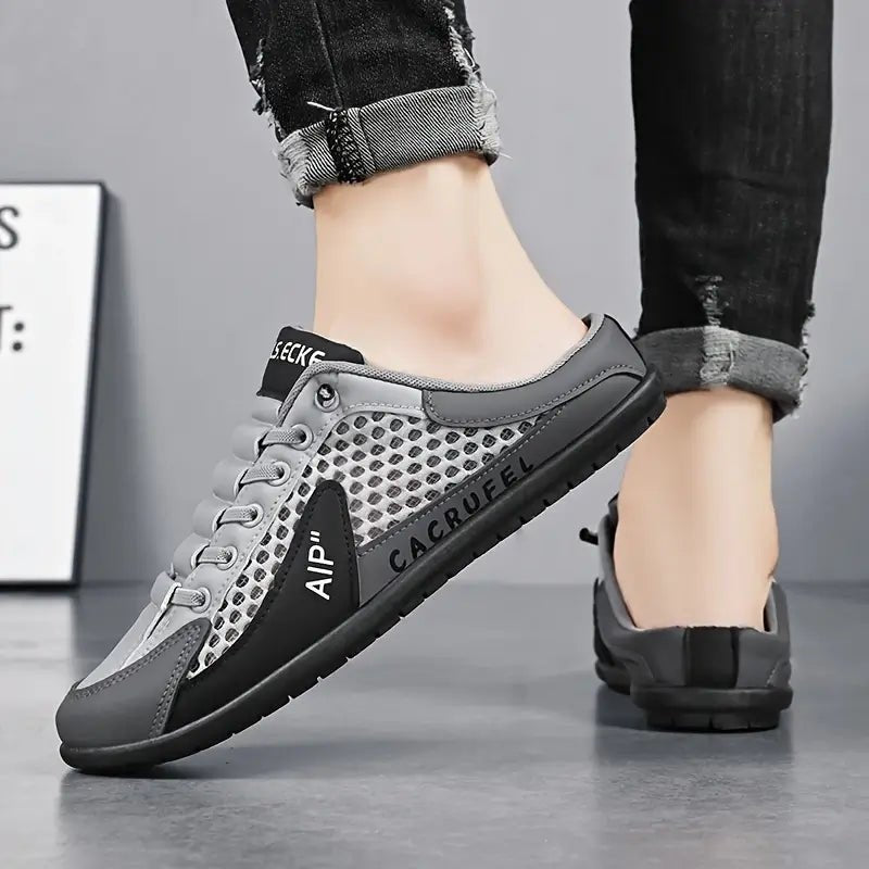 Heren Vetersluiting Half-Open Sneaker Muiltjes Casual Schoenen