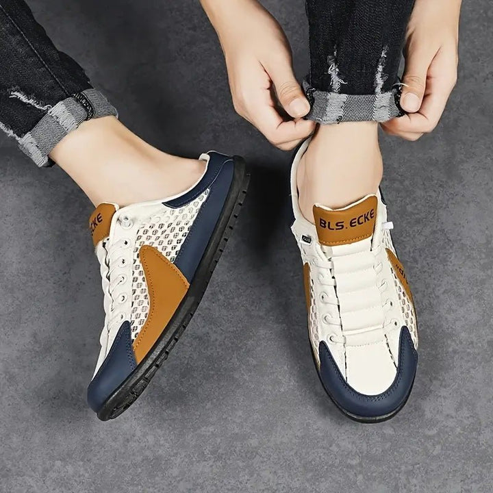 Heren Vetersluiting Half-Open Sneaker Muiltjes Casual Schoenen
