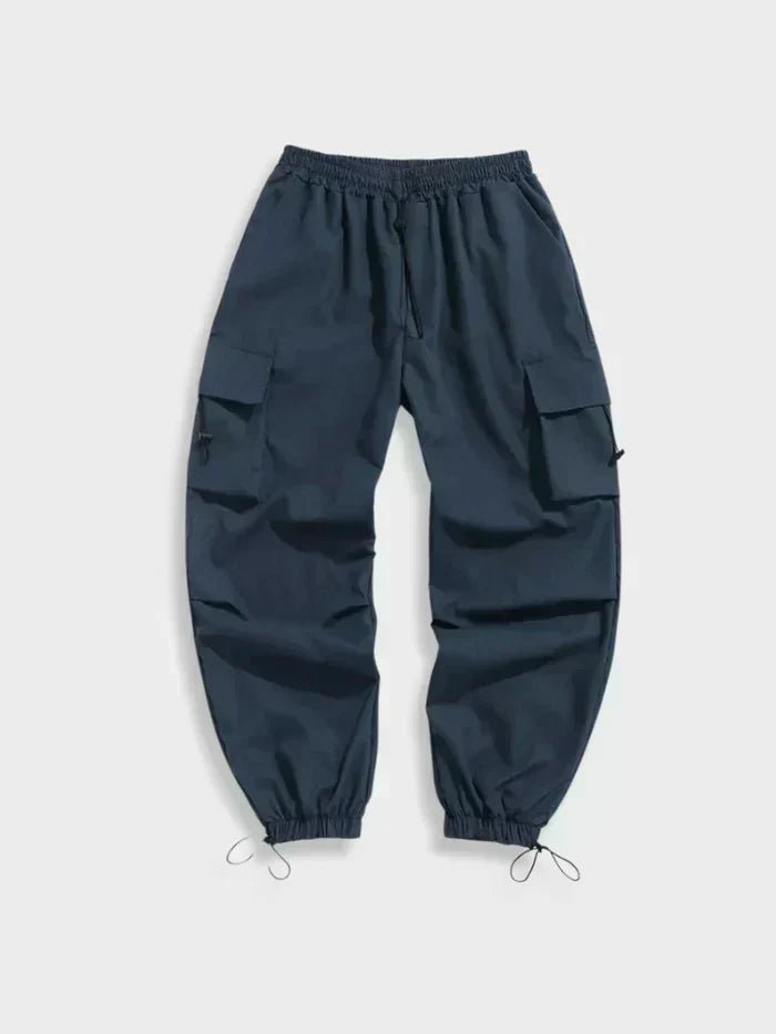 Heren Wijde Cargo Broek Elastische Taille Verstelbare Enkeltoggle - Blue