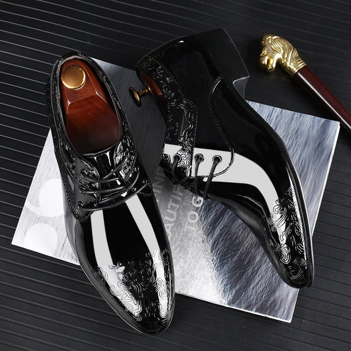 Heren Zwart Geembosseerd Lak-Derby Veterschoenen Formeel - Black