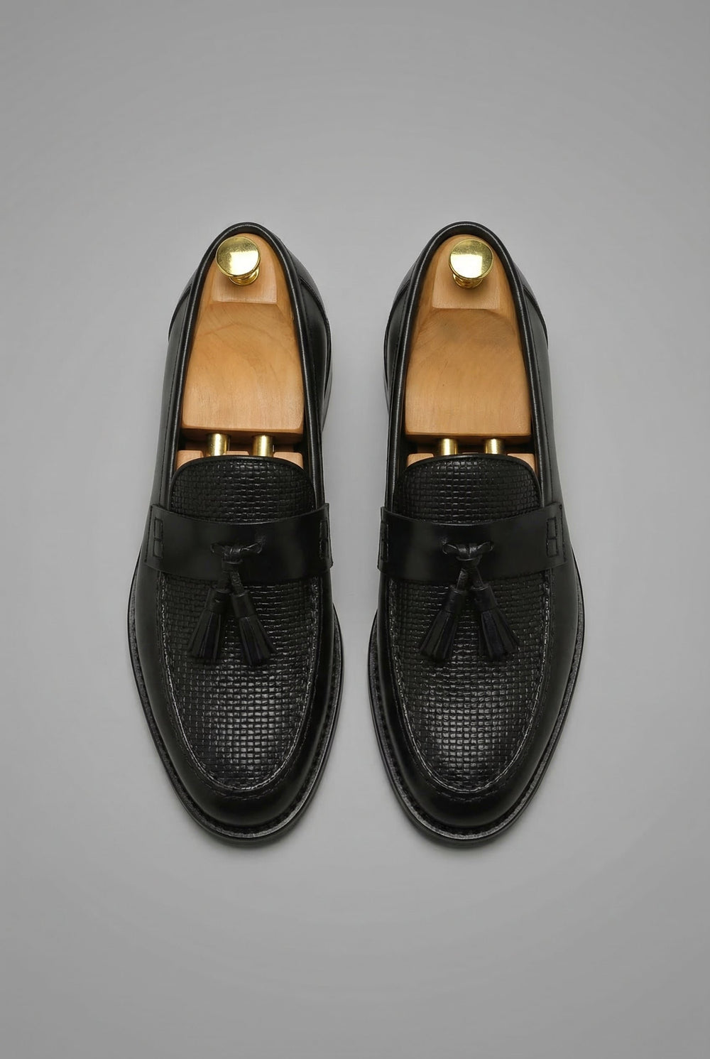 Heren Zwart Gevlochten Tassel Slip-On Loafers