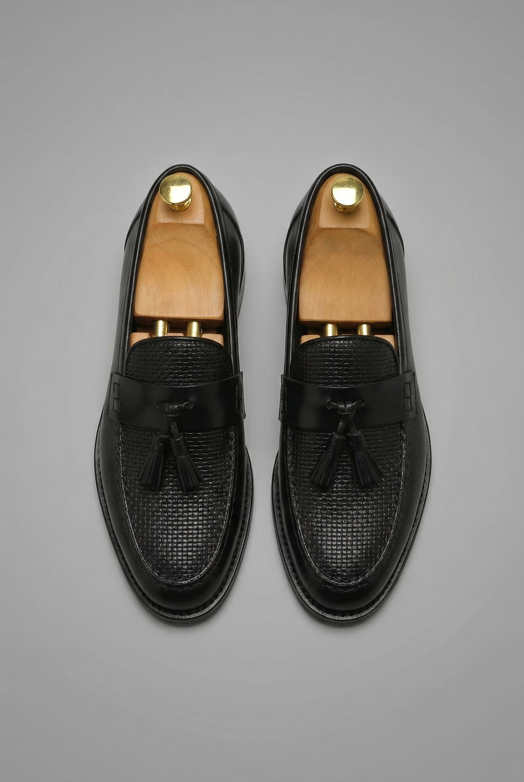 Heren Zwart Gevlochten Tassel Slip-On Loafers