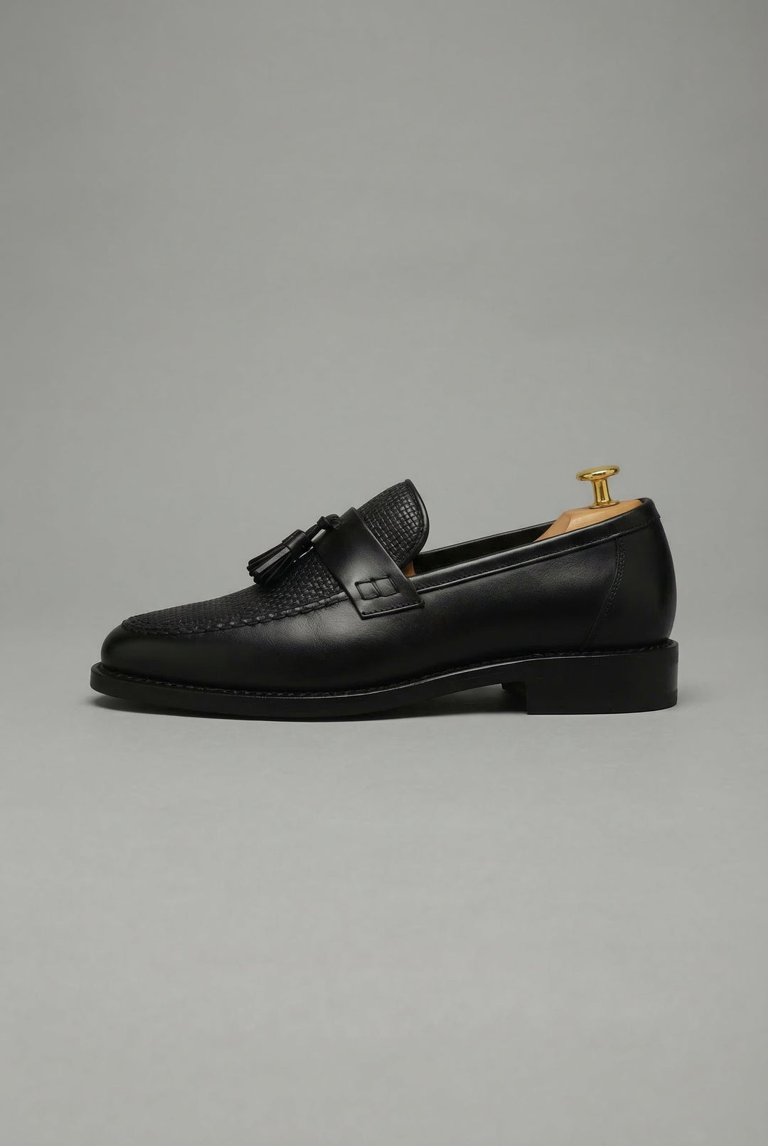 Heren Zwart Gevlochten Tassel Slip-On Loafers