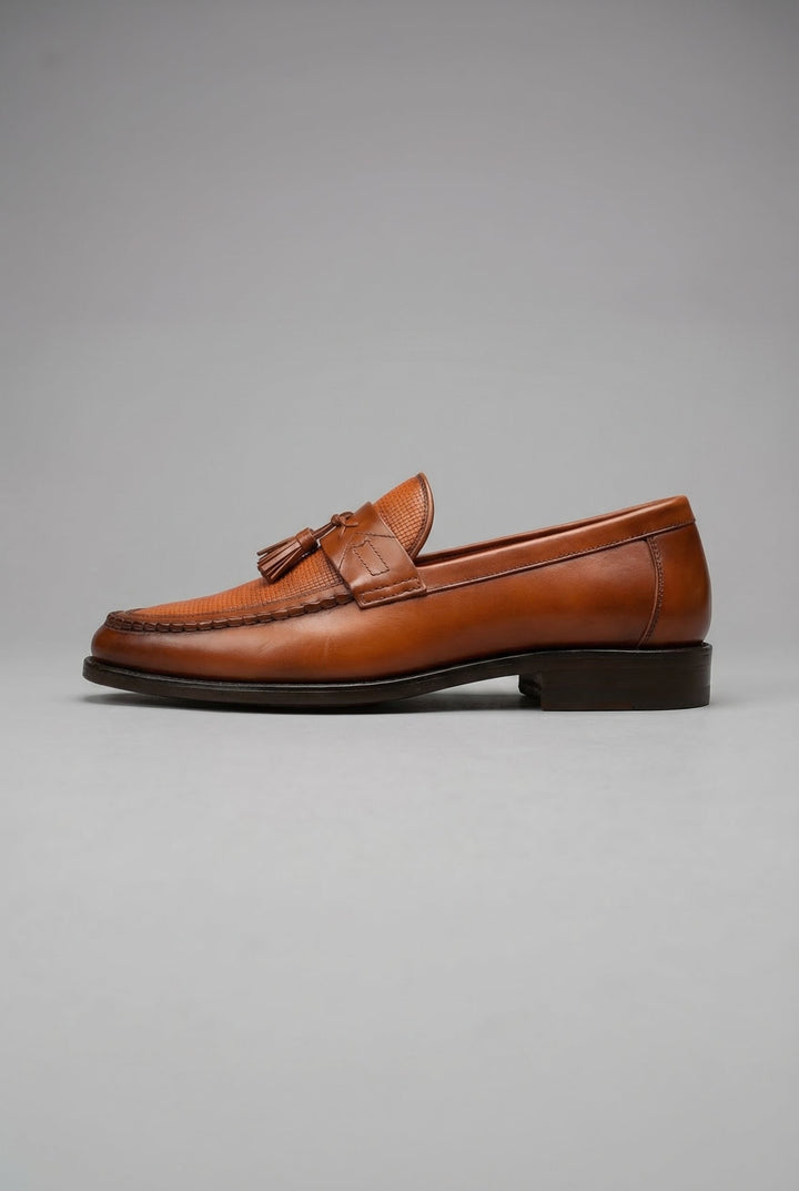 Heren Zwart Gevlochten Tassel Slip-On Loafers