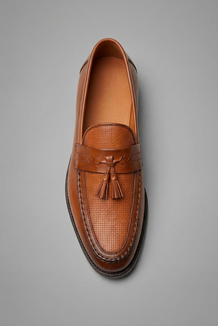 Heren Zwart Gevlochten Tassel Slip-On Loafers