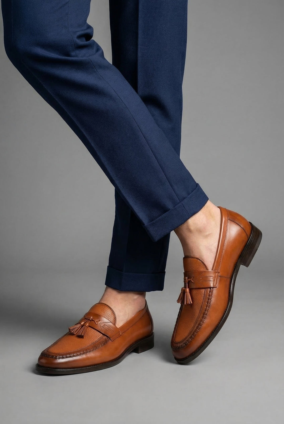 Heren Zwart Gevlochten Tassel Slip-On Loafers