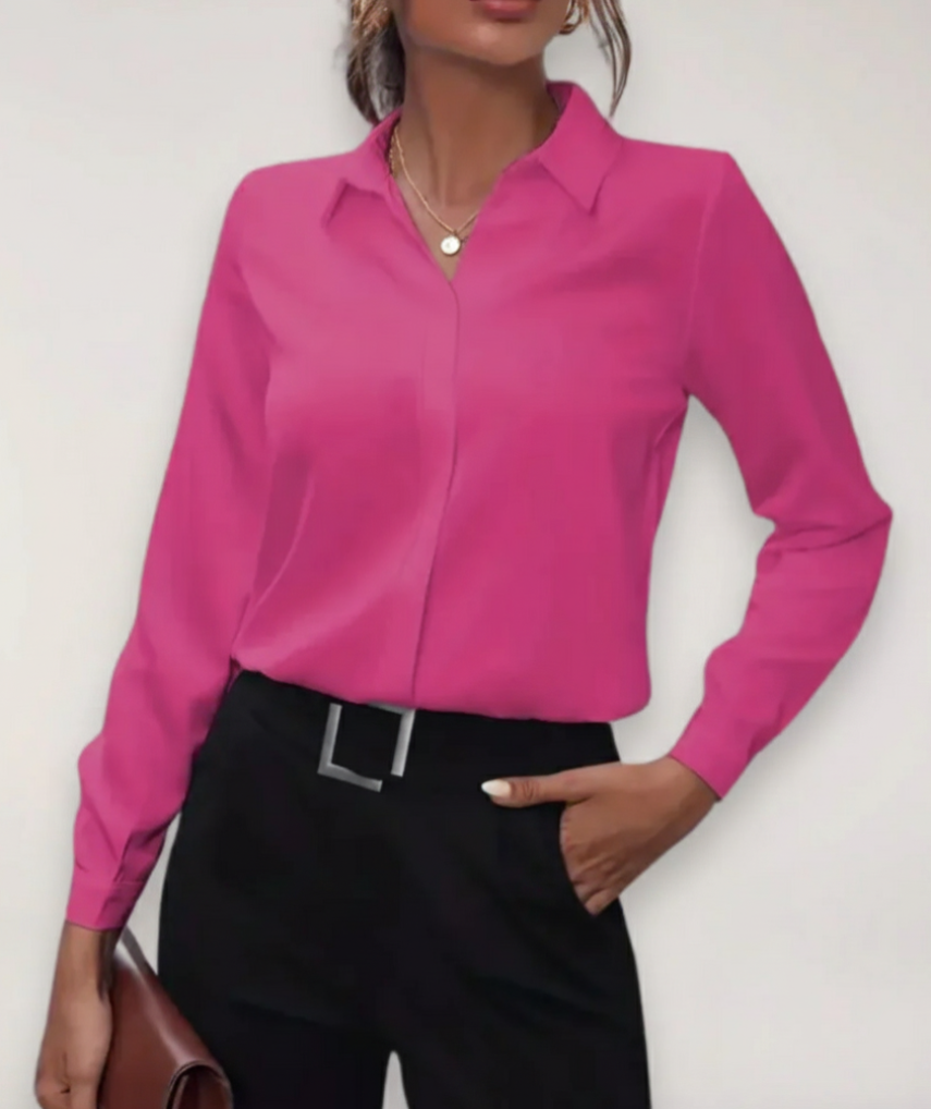 Phoebe | Dames Elegante Tailored Button-Up Werkblouse