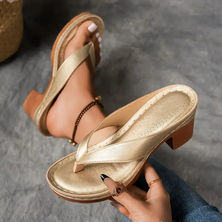 Melanie | Dames Elegante Teensandalen Met Lage Hak