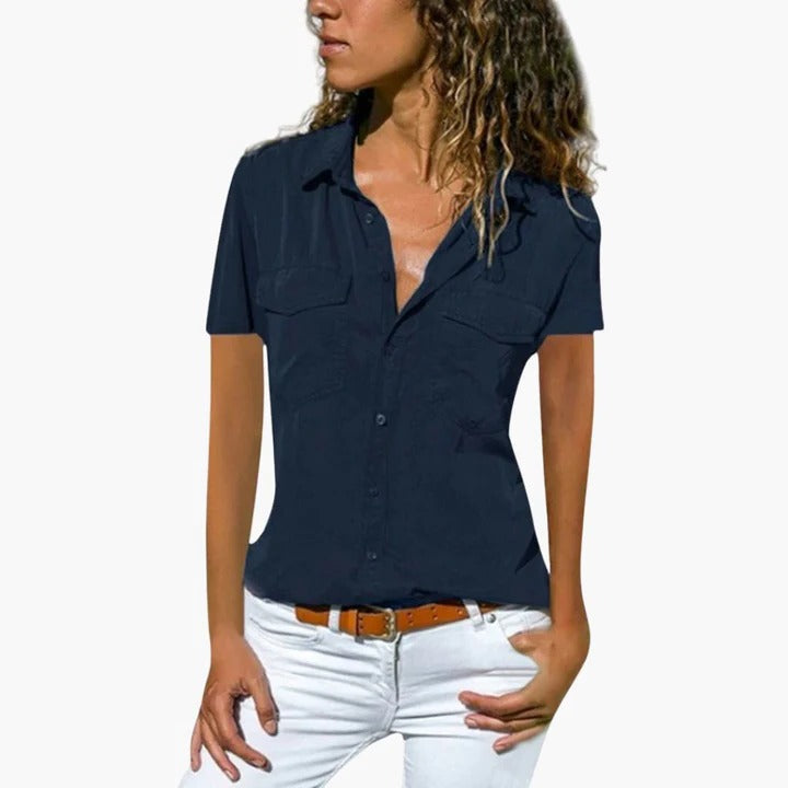 Josie | Dames Casual Overhemd Met Korte Mouwen En Knoopsluiting