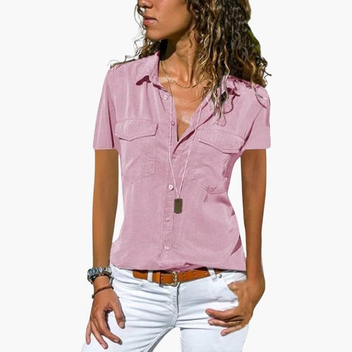 Josie | Dames Casual Overhemd Met Korte Mouwen En Knoopsluiting