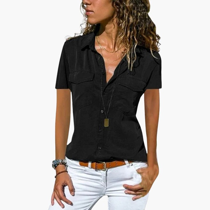 Josie | Dames Casual Overhemd Met Korte Mouwen En Knoopsluiting