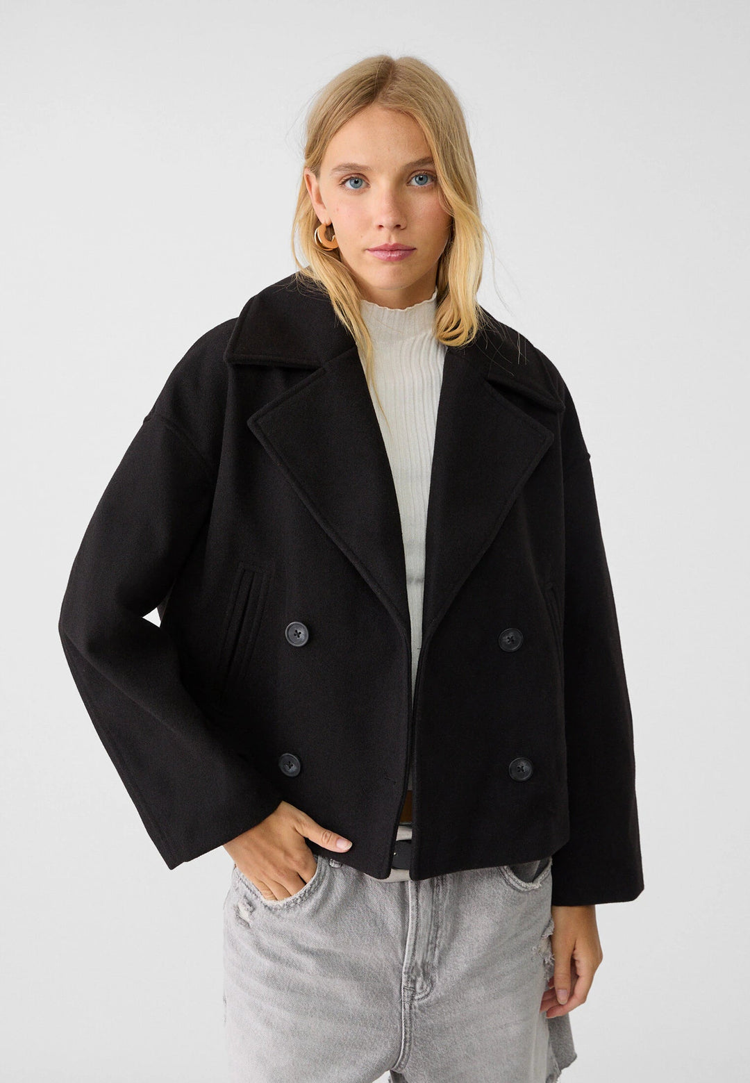 Emma | Dames Winterjack met Brede Revers en Korte Snit