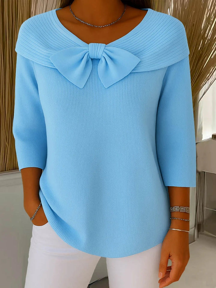 Diana | Dames Top met Strikdetail en Driekwartmouwen