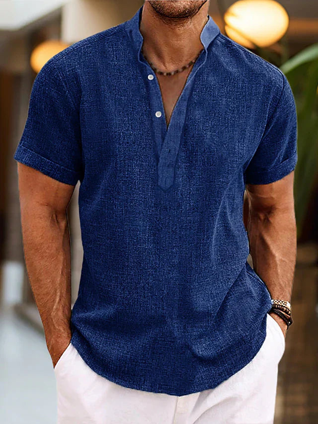 Averyn | Men Short Sleeve Henley Casual Shirt
