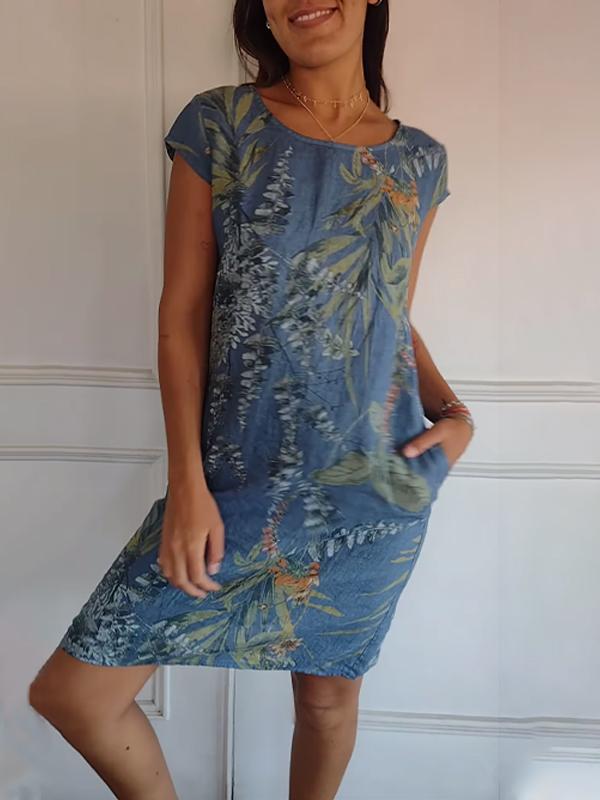 Michelle | Dames Casual Zomerjurk met Bladprint
