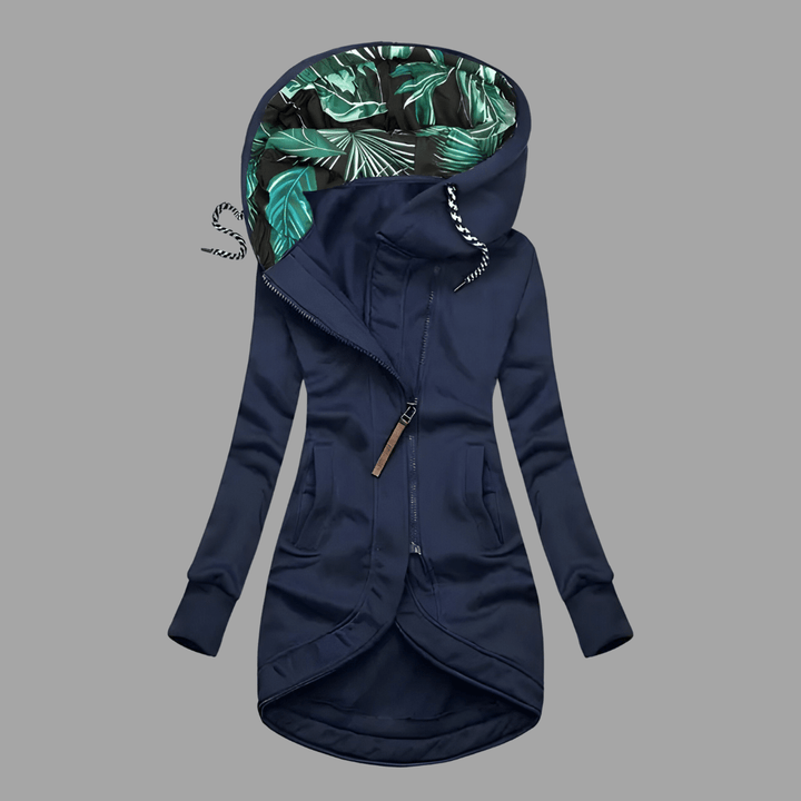Phoebe | Asymmetrisch Rits Hoodiejack met Patroon