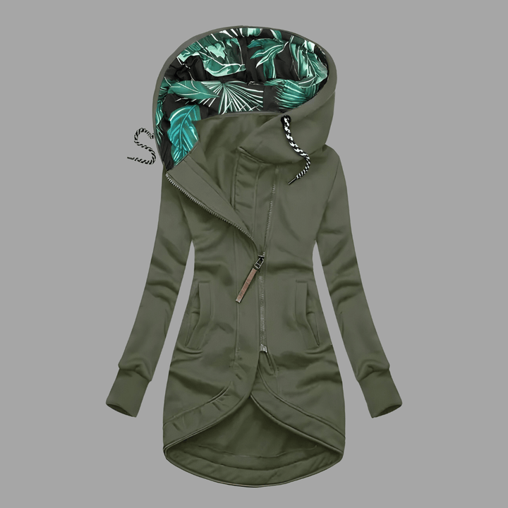 Phoebe | Asymmetrisch Rits Hoodiejack met Patroon