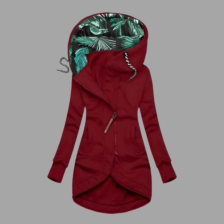 Phoebe | Asymmetrisch Rits Hoodiejack met Patroon