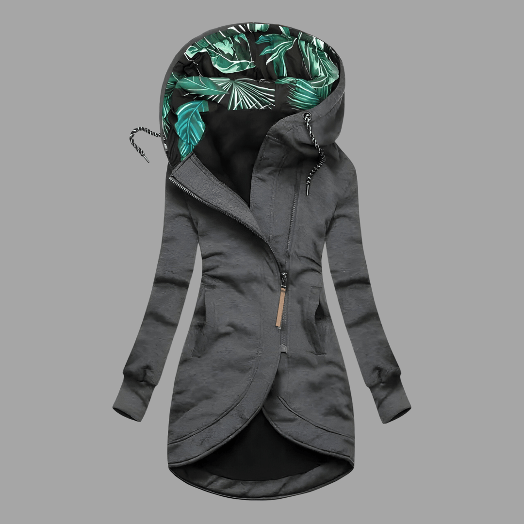Phoebe | Asymmetrisch Rits Hoodiejack met Patroon