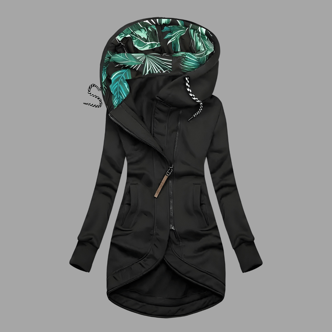 Phoebe | Asymmetrisch Rits Hoodiejack met Patroon