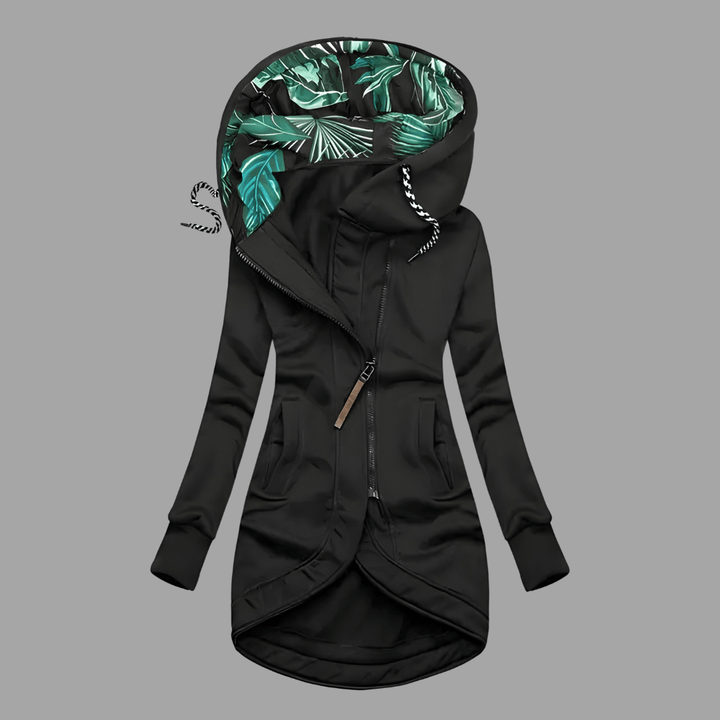 Phoebe | Asymmetrisch Rits Hoodiejack met Patroon