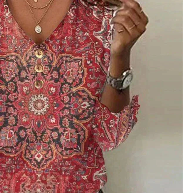 Eloise | Women’s Bohemian Print Blouse Oriental Style