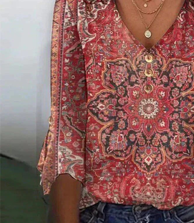 Eloise | Women’s Bohemian Print Blouse Oriental Style