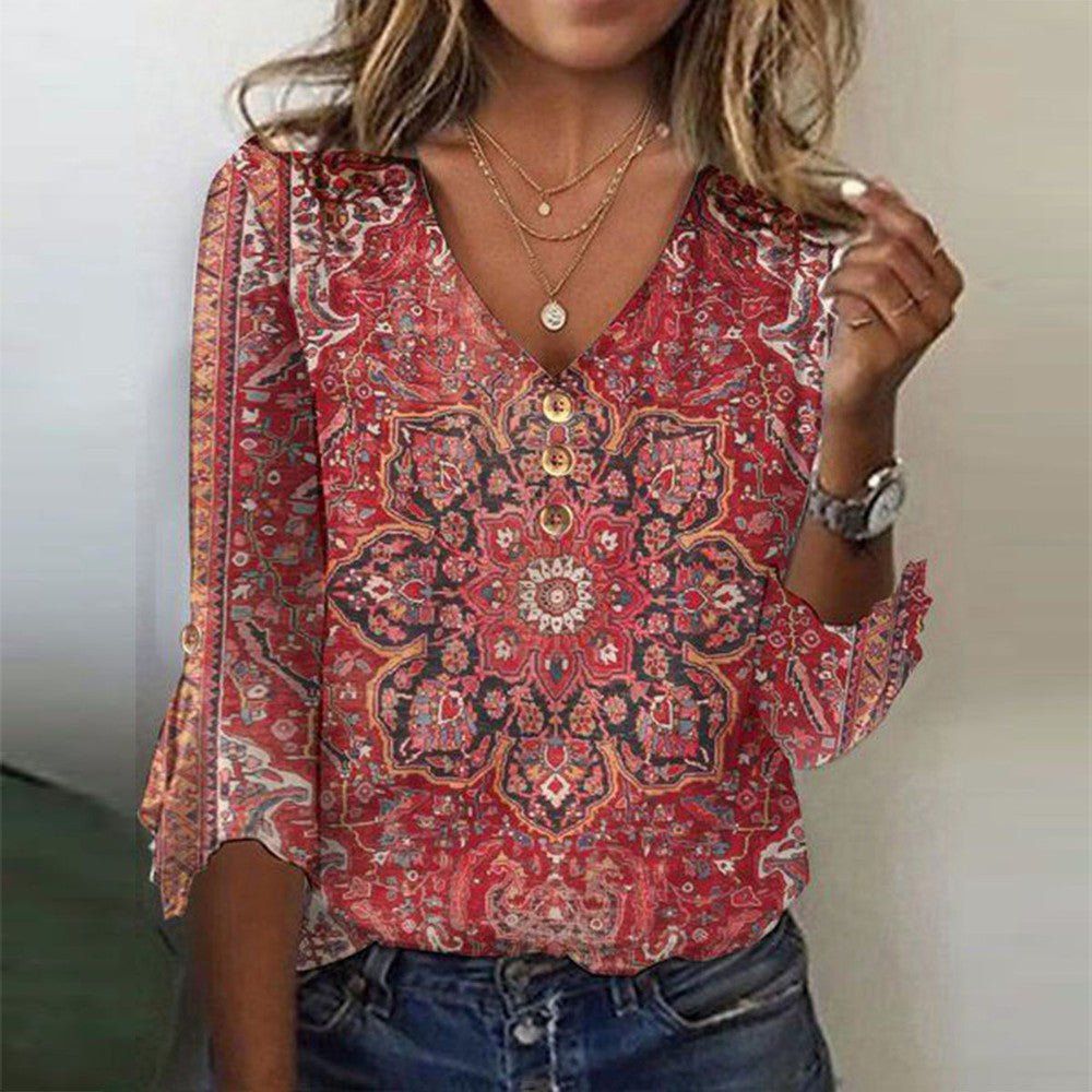 Eloise | Women’s Bohemian Print Blouse Oriental Style