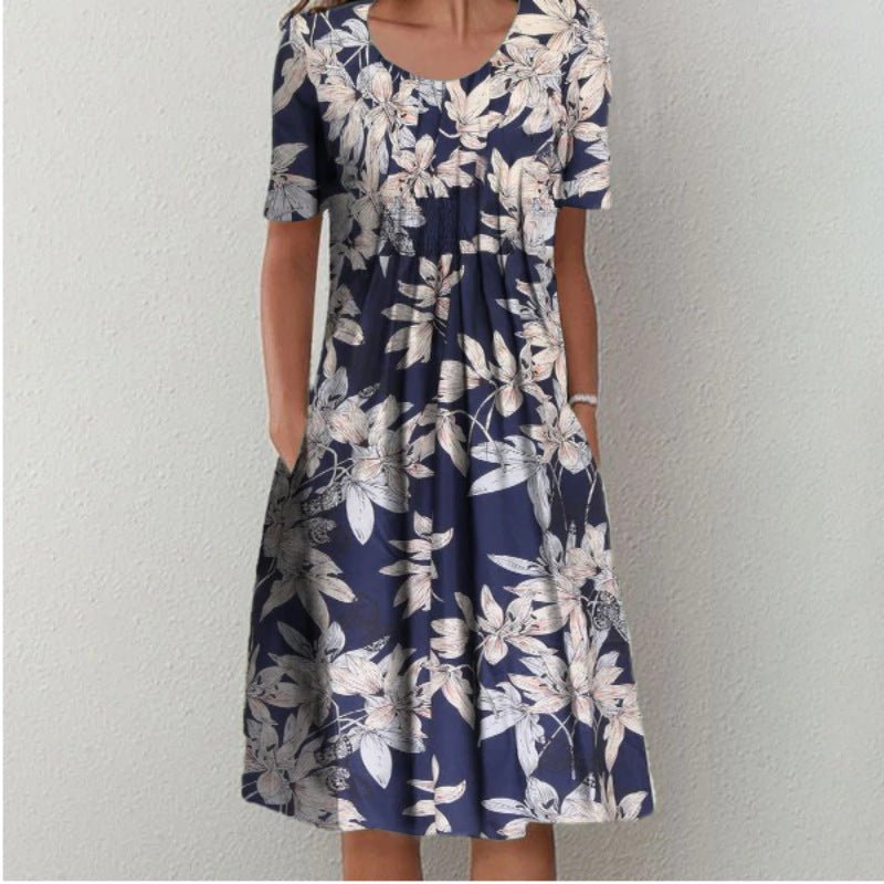 Clementine | Dames Casual Midi Jurk met Bloemenprint en Zakken