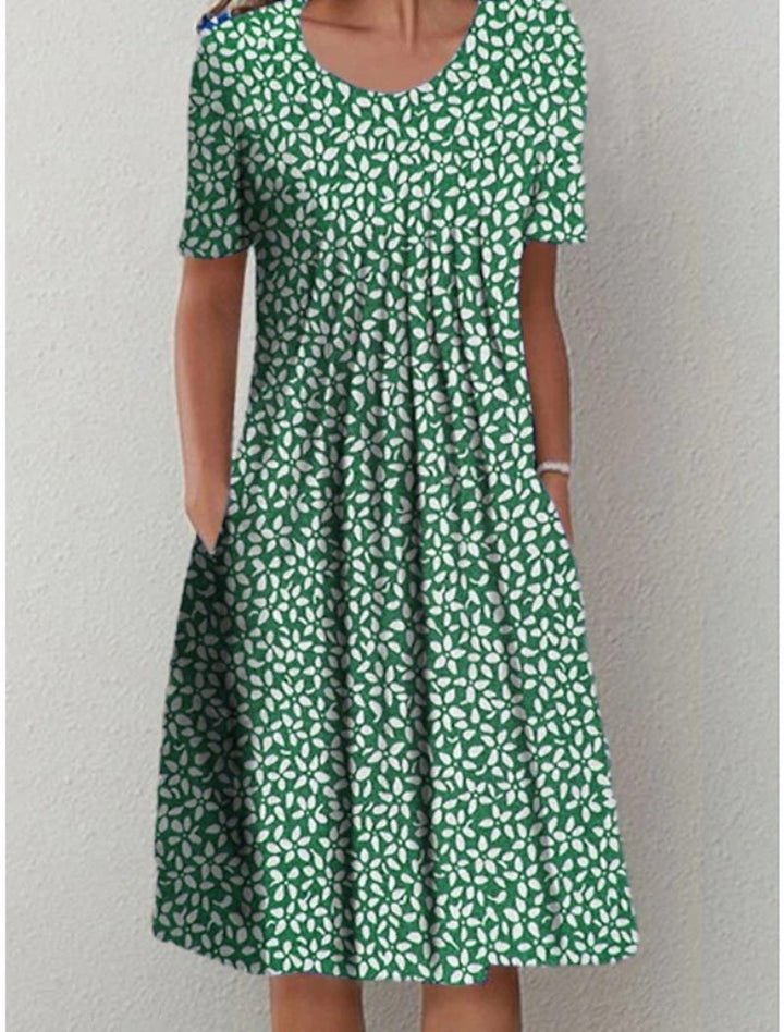 Clementine | Dames Casual Midi Jurk met Bloemenprint en Zakken