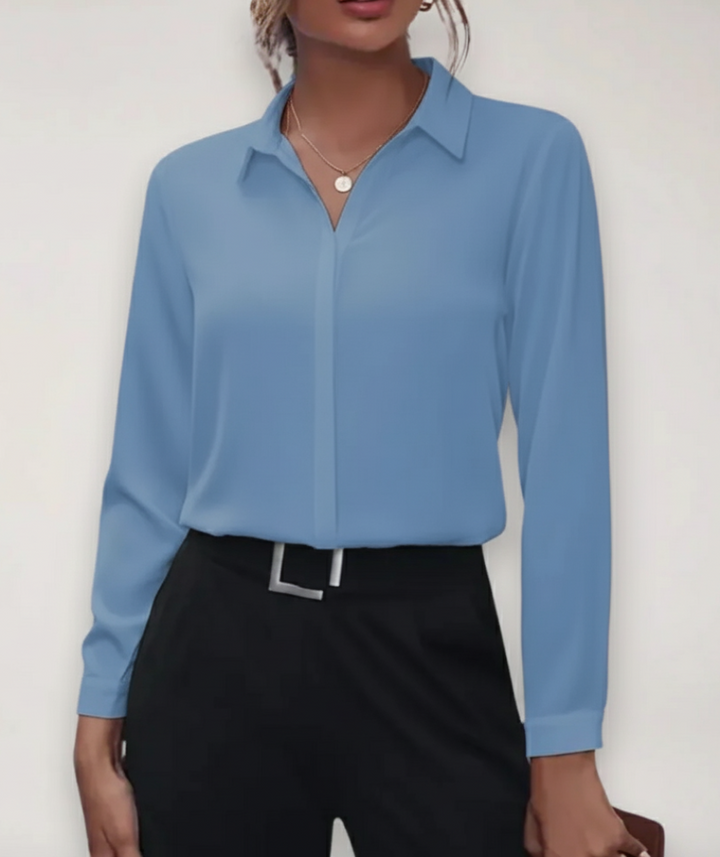 Phoebe | Dames Elegante Tailored Button-Up Werkblouse