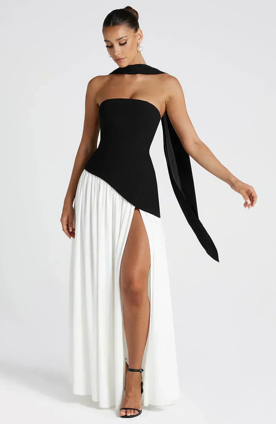 Chelsea | Dames Bruiloft Gast Asymmetrische Maxi Jurk