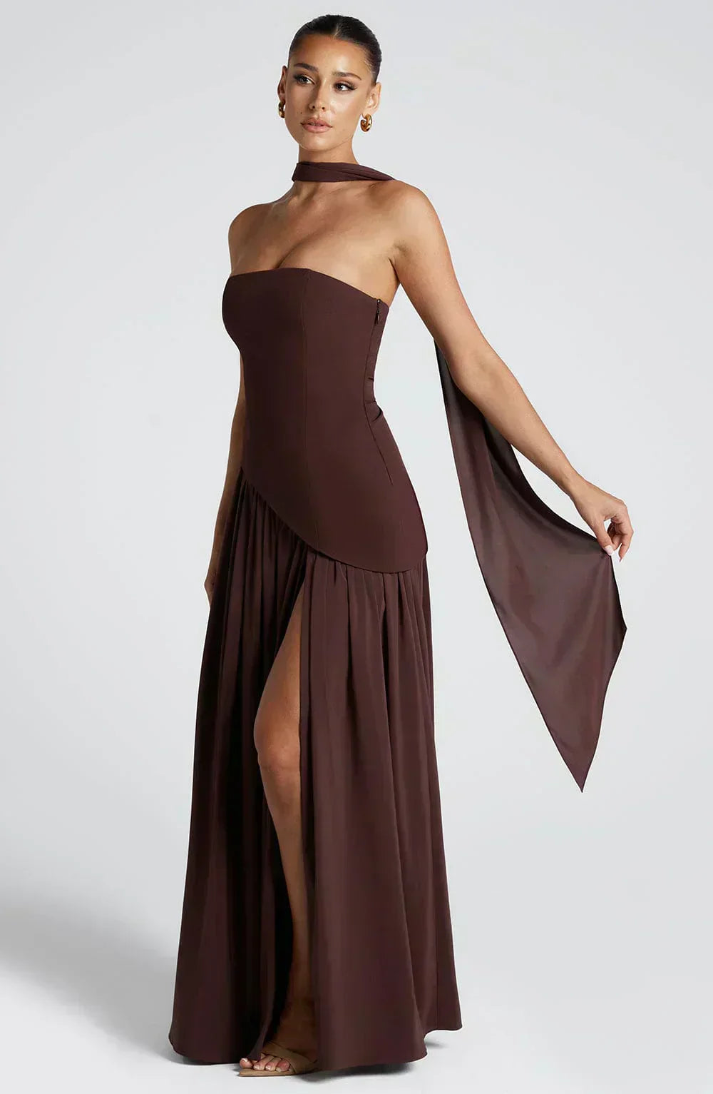 Chelsea | Dames Bruiloft Gast Asymmetrische Maxi Jurk