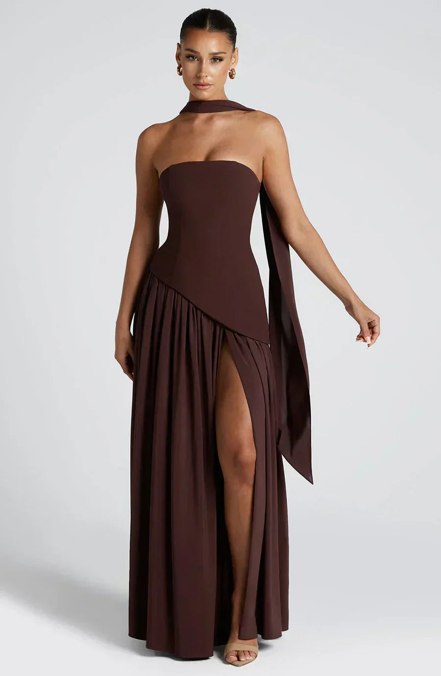 Chelsea | Dames Bruiloft Gast Asymmetrische Maxi Jurk