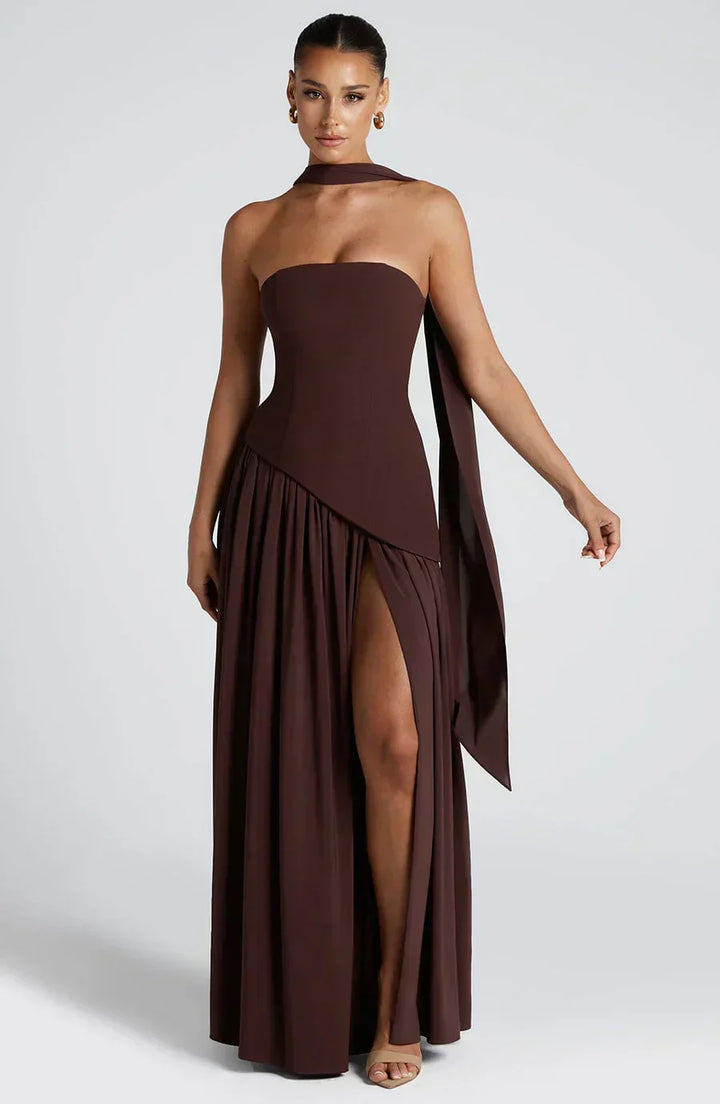 Chelsea | Dames Bruiloft Gast Asymmetrische Maxi Jurk