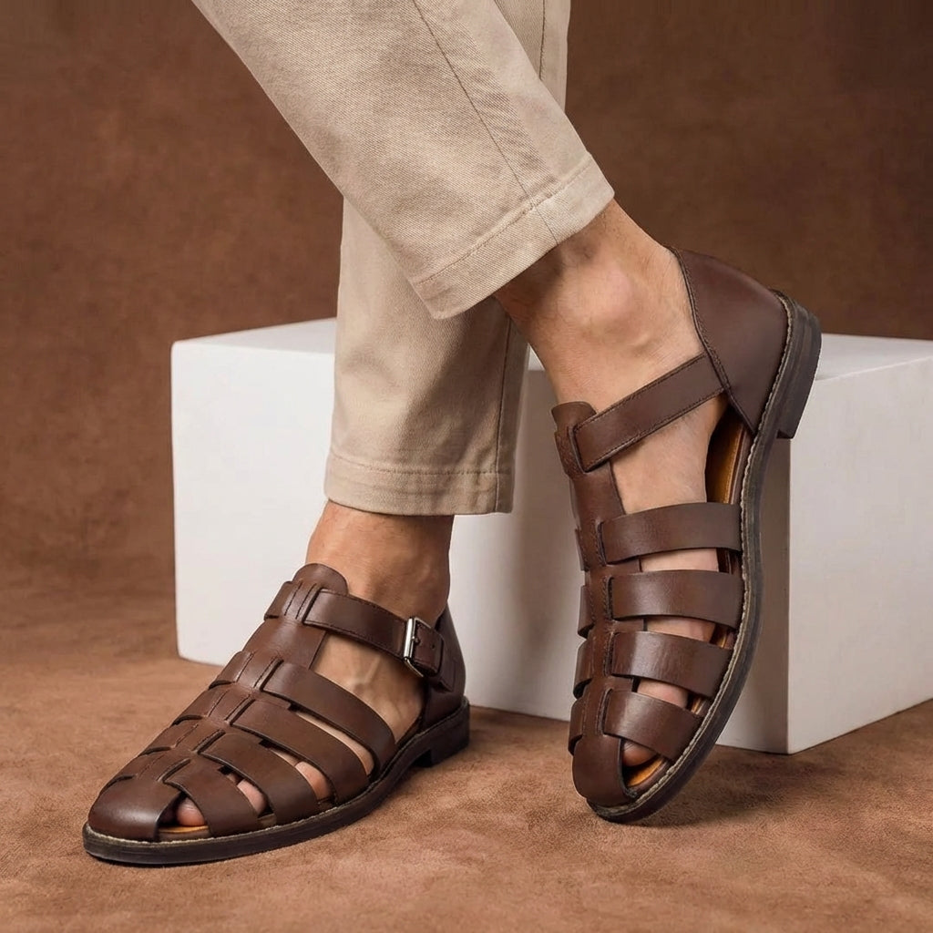 Stephen | Heren Sandalen Met Gespband En Gesloten Neus