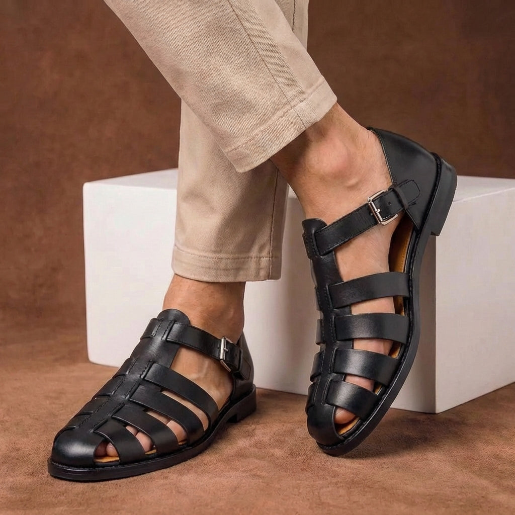 Stephen | Heren Sandalen Met Gespband En Gesloten Neus
