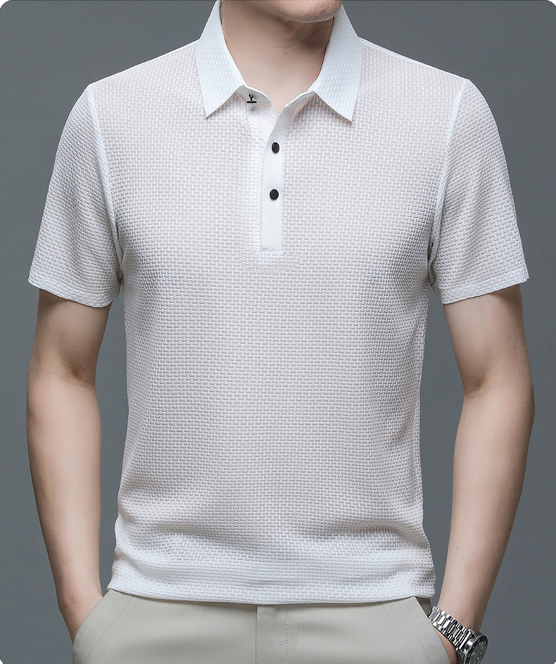 Tristan | Heren Getextureerd Polo Overhemd Met Knoopsluiting En Korte Mouwen