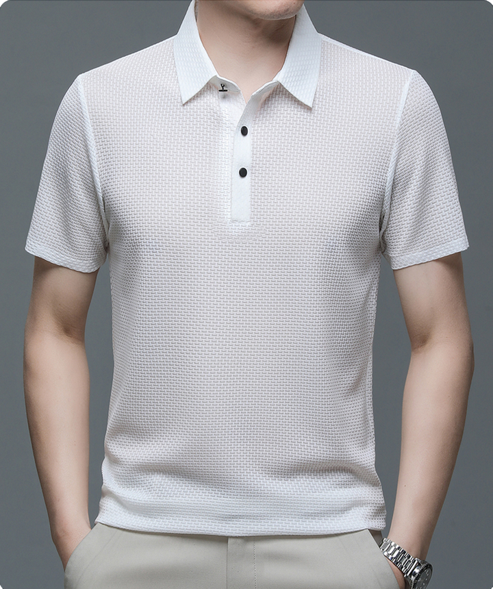 Tristan | Heren Getextureerd Polo Overhemd Met Knoopsluiting En Korte Mouwen