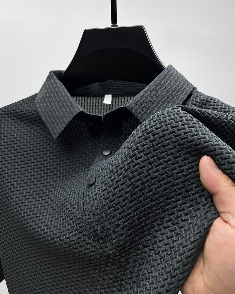 Tristan | Heren Getextureerd Polo Overhemd Met Knoopsluiting En Korte Mouwen