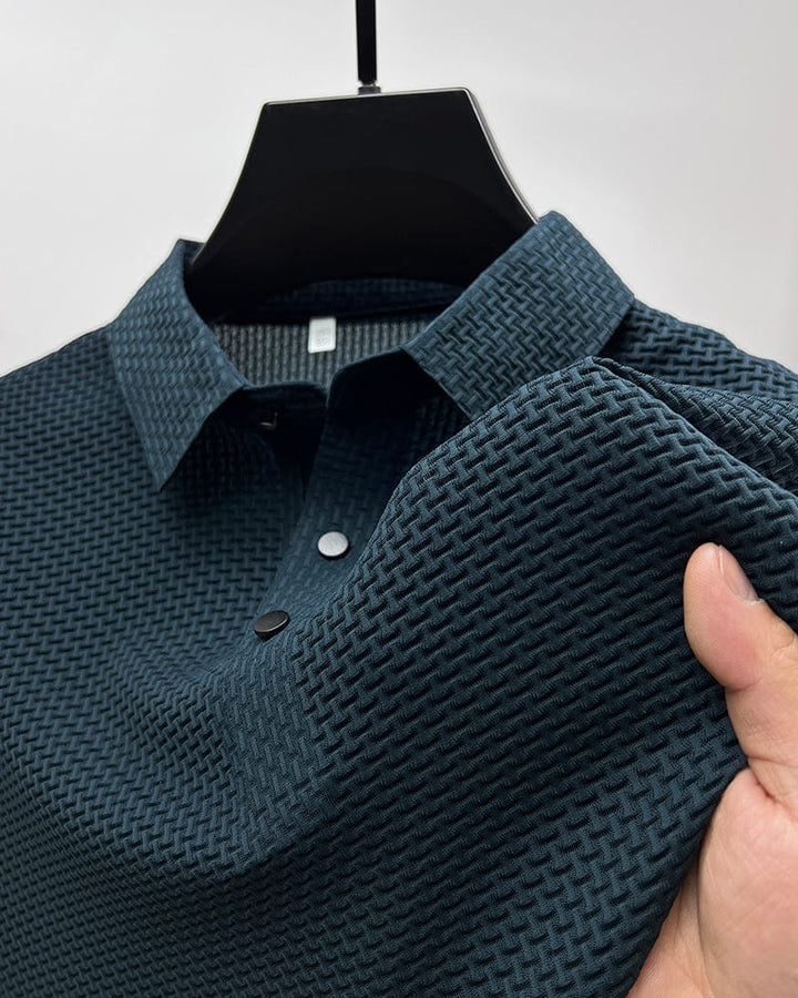 Tristan | Heren Getextureerd Polo Overhemd Met Knoopsluiting En Korte Mouwen