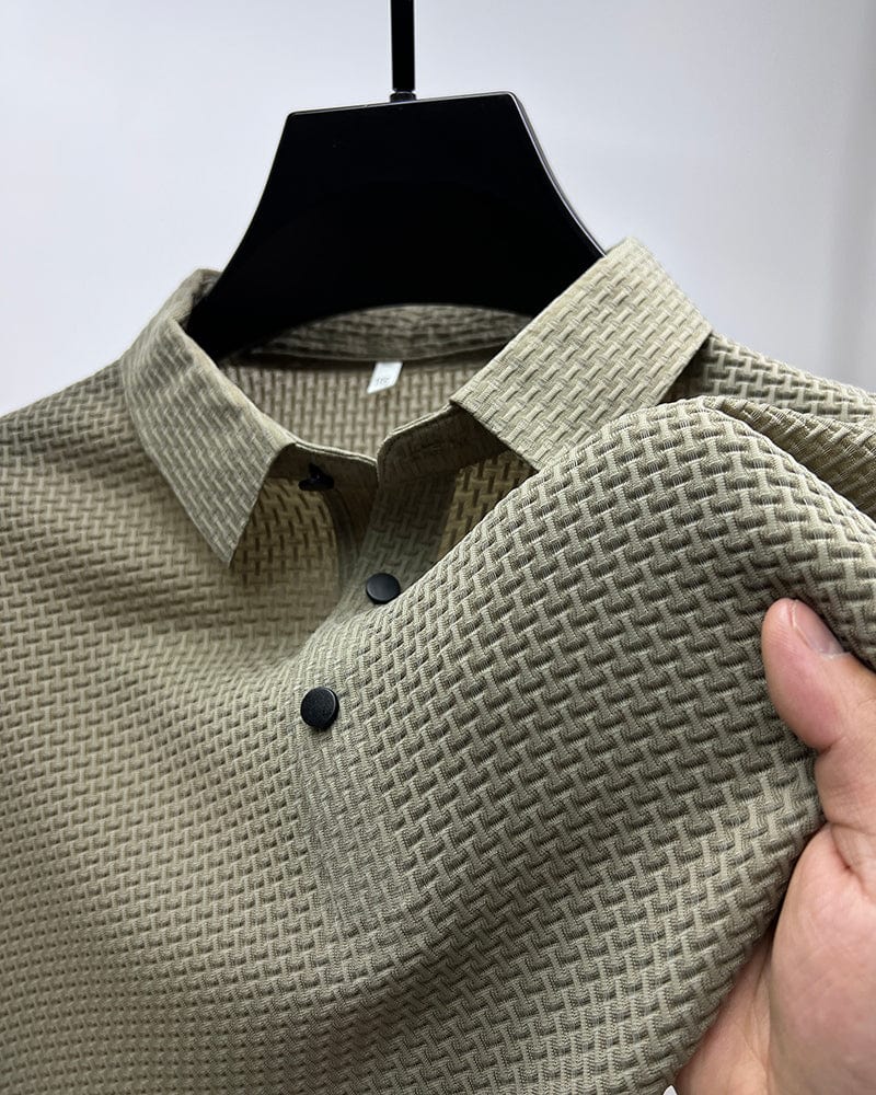 Tristan | Heren Getextureerd Polo Overhemd Met Knoopsluiting En Korte Mouwen